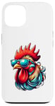 Coque pour iPhone 13 Lunettes de soleil rétro vintage en forme de coq