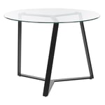 Table à Manger Moderne Ronde Glamour ⌀ 100 cm 4 Places en Verre Trempé Plateau