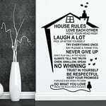 Walplus Stickers muraux repositionnables "House Rules" - Art mural amovible pour la maison, le salon, la cuisine, le bureau, le restaurant, le café, l'hôtel - Noir