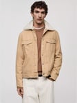 Mango Wasp Sherpa Jacket, Light Beige