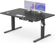 Devoko Bureau Assis Debout Électrique 140×80cm, Bureau Électrique avec Chargeur USB, Organiseur de Câbles et 3 Positions Mémorisables, Bureau Réglable en Hauteur (140×80cm,Noir)