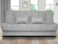 Amazing Sofas NEW LARGE CLICK CLACK SOFA BED FABRIC WITH STORAGE 3 SEATER DOUBLE BED WERSALKA (Grey)