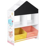 Helloshop26 - Meuble enfant organisateur jouets et livres étagère de rangement avec tableau noir avec boîtes étagères pour chambre d'enfant salle de