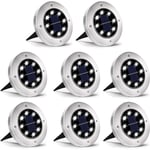 Lumière Solaire Extérieur, 8 led 8 Pack Spot Lampe Solaire Jardin Etanche IP65 Pelouse Lumière Decorative Pour Chemin Jardin Terrace Cour Pelouse