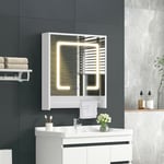 Clipop - Armoire de Salle Miroir avec led et capteur de lumière, Porte-Serviettes , Armoire de Rangement Murale, 587015cm