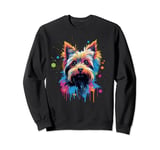 Cute Yorkshire Terrier Dog on painted Yorkshire Terrier Sweatshirt