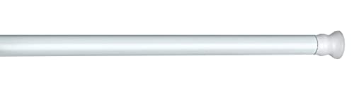 WENKO Barre de douche extensible ajustable en longueur, tringle rideau de douche télescopique fixation sans perçage par torsion, aluminium inoxydable - plastique, Ø 28 mm x 110-245 cm, blanc