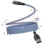 Magtame Magnetic USB C Cable, Coiled USB A to USB C Cable, 1M Retractable USB C Cable, Nylon Braided Type C Fast Charging Cable,USB C Cord Compatible with Samsung, Pad,USB C Device,Blue