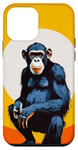 Coque pour iPhone 12 mini Chimpanzé à l'horizon avec soleil dans le jeu de couleurs primate singe