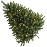 WeRChristmas Pre-Lit, Wall Mounted Tree, Multi Function, 100 Warm White LED Lights, Green, 3 feet