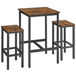 VASAGLE Ensemble Table de Bar avec Tabourets, Table à Manger avec 2 Chaises, Petite Table de Cuisine, Chaises de Bar, pour Salle à Manger, Cuisine, Marron Rustique et Noir d'encre LBT017B01