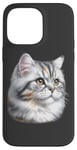 Coque pour iPhone 14 Pro Max Portrait de chat tigré argenté x chat mignon