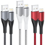 Lot De 3 Câbles De Charge Pour Iphone-2 M-Câble De Charge Rapide Certifié Mfi-En Nylon-Câble Usb Pour Iphone 14 13 Pro Max Mini Xs Xr X 8 7 6 6s Plus 5 Se, Ipad Air