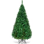 COSTWAY Sapin de Noël Artificiel 150 cm avec Pied en Métal, Arbre de Noël Artificiel pour Décoration de Noël Matériau PVC, Vert Nature