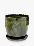 Ivyline Glazed Ceramic Indoor/Outdoor Plant Pot & Saucer