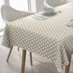 Home Direct Rectangular Oilcloth PVC Wipe Clean Tablecloth Table Cover 140cm x 180cm 55x70 Polka Dot Beige