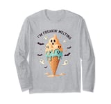 Funny I’m Freakin Melting Groovy Horror Skull Ice Cream Man Long Sleeve T-Shirt