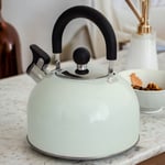 Stovetop Kettle Whistling Spout Cream Stainless Steel Gas Electric Induction Hob