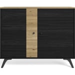 Buffet 2 portes effet bois noir et bois naturel 92 cm - Zack