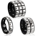 3 st läder nitar punk armband för män kvinnor 80-tal nitar goth rock armband spik nitar manschett armband unisex metall