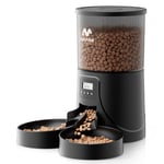 IMIPAW Distributeur Croquettes Chat Automatique 2 Bols- Distributeur Automatique de Nourriture pour Chat 16 Tasses/4L| 1-6 Repas Portions Contrôlées