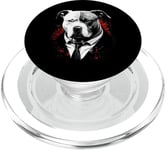 Pitbull Dog Gangster en costume Funny Mob Boss sur le thème PopSockets PopGrip pour MagSafe