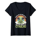 Womens Funny Cthulhu Mythos Quote, Retro Yoga Cthulhu V-Neck T-Shirt