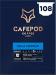 CafePod Coffee Pods Nespresso Compatible Decaf Espresso 108 Aluminium Capsules