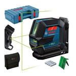 Laser vert 2 lignes 4x1,5V GLL 2-15 G + support LB + pince DK 10 C en coffret standard - BOSCH - 0601063W02