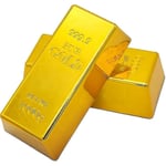 2st Fake Gold Bar Fake Golden Brick Replica Dekorationer Realistisk Gold Bar Tegel Prop Filmrekvisita Nyhet Present Skämt