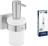 Lot de GROHE Start Cube Distributeur de Savon avec Support, Supersteel, 41098DC0 + GROHE Kit Colle Quickglue A1, 41127000