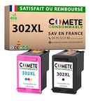 COMETE 302XL 2 Cartouches d’Encre Compatibles avec HP 302 XL 302XL 302 pour imprimante HP DESKJET 1110 2132 2134 3630 3631 3632 3633 3634 3638 HP Envy - (F6U67AE + F6U68AE) 1 Noir + 1 Couleur