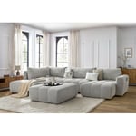 Canapé panoramique convertible Bobochic Canapé panoramique convertible coffre arsene avec pouf Angle droit Gris clair - Gris clair