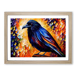 Raven Bird Painting Vol.5 Abstract H1022 Framed Print for Living Room Bedroom Home Office Décor, Wall Art Picture Ready to Hang, Oak A3 Frame (46 x 34 cm)