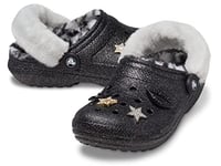 Crocs Unisex-Adult Classic Glitter Lined Clogs | Fuzzy Slippers, Shimmer, 10 UK Men / 12 UK Women