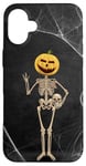 iPhone 16 Plus Spooky Halloween Skeleton Jack-O-Lantern Pumpkin Head Skull Case