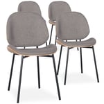 Lot de 4 chaises Turner Tissu bouclette Gris et bois clair