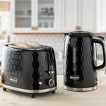 Daewoo Honeycomb Kettle 1.7L Rapid Boil &2 Slice Toaster Set  Black SDA2602/2605