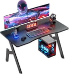 HLFURNIEU 100 x 50 cm Bureau Gaming, Bureau Gamer Informatique Ergonomique, Table Gaming en Fibre de Carbone, Gaming Desk Noir