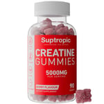 90 Creatine Monohydrate Gummies, 5000mg, (30-45days) for Men & Women - Chewable Creatine Gummies - Berry Flavoured Creatine, Pre Workout Gym Supplement, Suitable for Vegans, by Suptropic