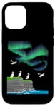 Coque pour iPhone 12/12 Pro Aurora Borealis lover Atlantique macareux mer falaise lumières polaires