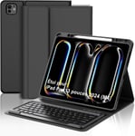 Clavier Etui Pour Ipad Pro 13 Pouces M4(Modele 2024,7e Generation),Etui Clavier Pour Ipad 7eme Generation Avec Fente Stylo,Azerty Detachable Bluetooth Clavier Pour Ipad Pro13,Noir