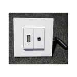 Prise jack - usb encastré murale complete pré-connectorisée 230V avec support et plaque blanc polaire altira schneider