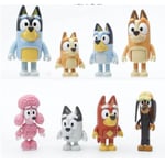 8-12 st Bluey Bingo Figur Leksaker Familj Kawaii Rörlig Led Actionfigur Leksaker Seriefigur Bluey Vänner Pvc Modell Docka för Nytt År 8pcs-A