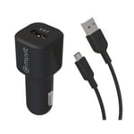 Muvit For Change Pack Chargeur Voiture 12W + Cable Micro Usb 1.2M Noir - Neuf