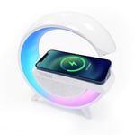 Technaxx Wireless LED Nightlight Speaker with 10W Wireless Charging and 6 RGB Light Modes, G-Shape Bluetooth Speaker, Atmosphere Night Light, Multifunctional Wireless Phone Charger TX-264