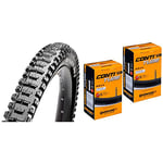 Maxxis Minion DHR2 Folding Dual Compound Exo/tr Tyre - Black, 27.5 x 2.40-Inch & Continental MTB 27.5" x 1.75-2.5 Mountain Bike Inner Tubes with Presta Valve (Pair)