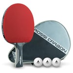 JOOLA Raquette de ping-Pong Professionnelle Rosskopf Carbon, homologuée ITTF, pour Joueurs avancés, Contenant Aussi Une Housse et 3 balles, Coloré