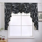 NAPEARL Cantonnière Cascade Noire pour fenêtres - Rideaux de Luxe pour Salon, Chambre à Coucher, Salle à Manger, Baie vitrée, Rideaux Jacquard de fenêtre festonnée, 155 cm de Large