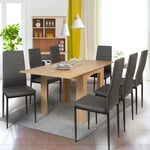 Table à manger extensible rectangle dona 6-8 personnes hêtre 80-160cm